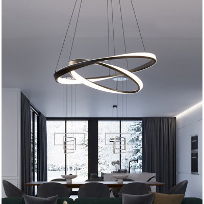 Luminaire suspendu double 32 po à DEL Oberon - 80 W - noir