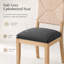 Ensemble de 2 chaises de salle à manger en bois naturel avec dossier en corde tissé géométrique et siège rembourré gris-1732914827