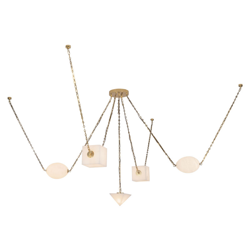 Mineral 5-Light Brass dimmable LED Chandelier, Brass, Alabaster
