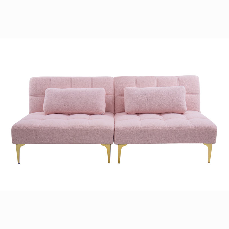 Tadija Twin Upholstered Convertible Sofa, 28" H x 71" W x 34" D, Pink Polyester Blend