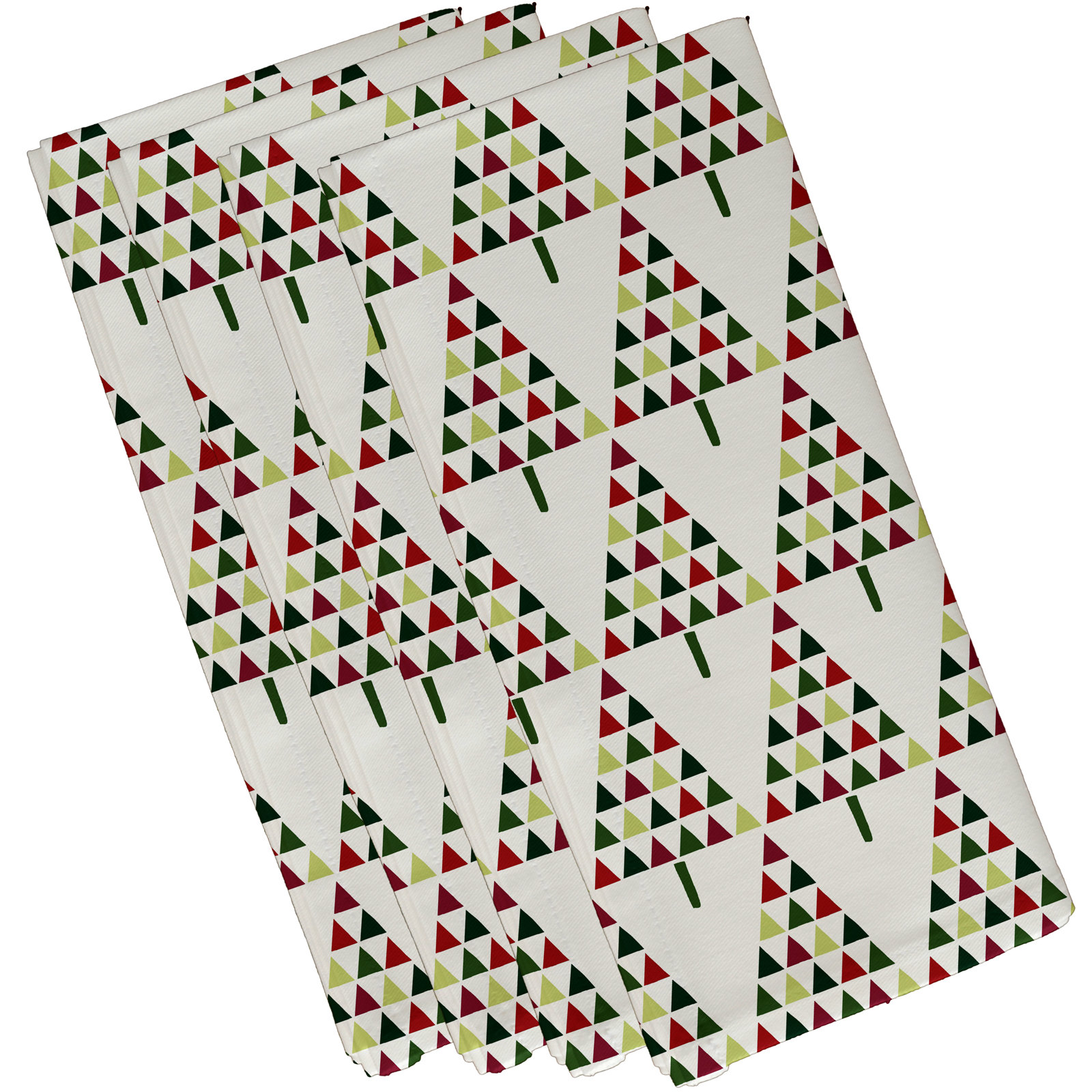 Christmass Triangle Trees 4 Piece Napkin Set, Green