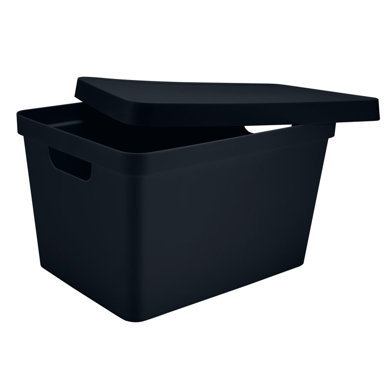 Vinto Storage Plastic Box, Charcoal, 8.5" H x 14.5" W x 11" D