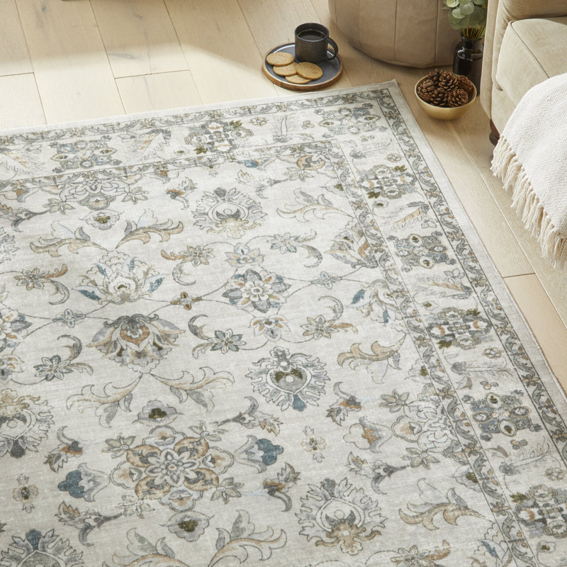 Traditional Grey Washable/Stain Guarded Area Rug , Rectangle 120 x 180 cm