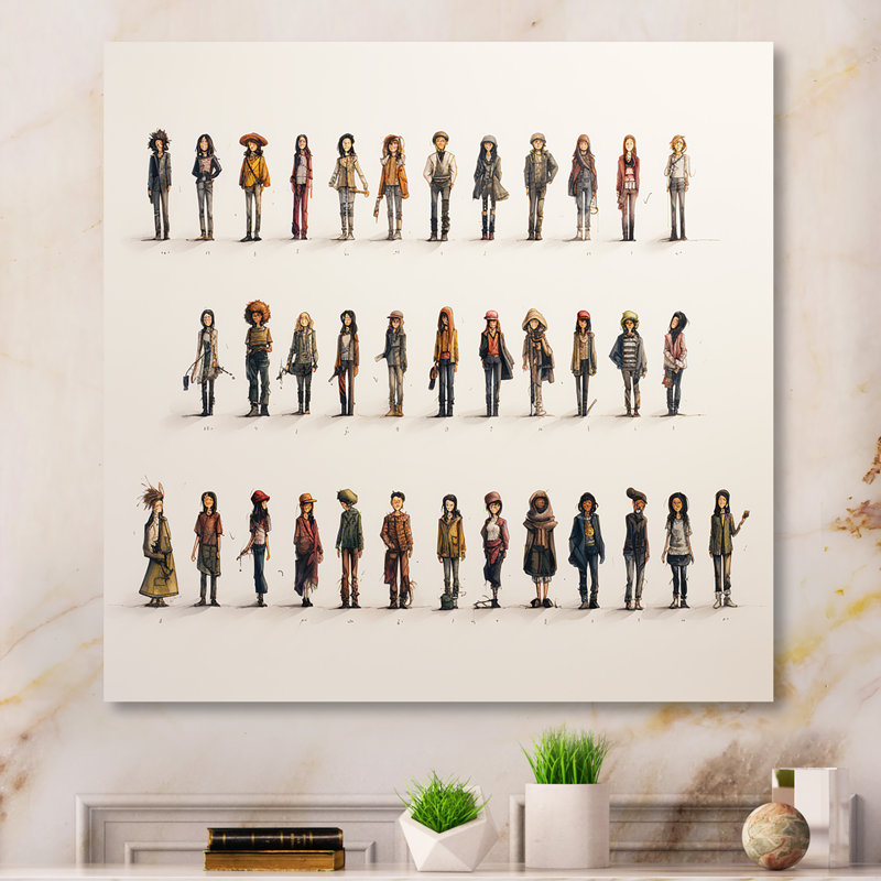 «Gray People Patchwork Children Parttern», impression d'art mural en métal fractal, H 29 po x l 29 po
