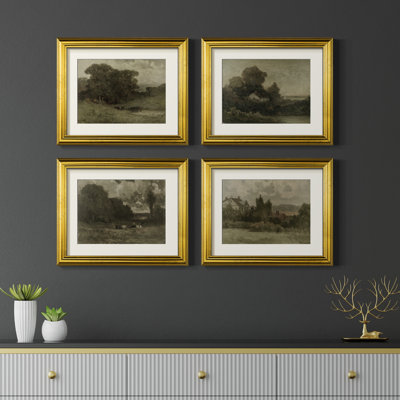 Vintage Landscape LXXXII  -4 Piece Set of Framed Prints
