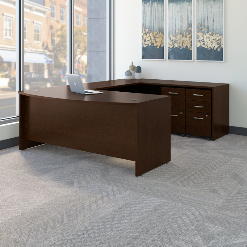 Office 500 Collection U-Shaped Executive Desk, Mocha Cherry/Mocha Cherry