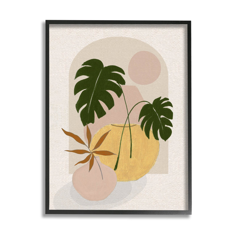 Art de giclée de feuilles de plantes de Monstera en pot par Janet Tava, H 14 po x l 11 po x P 1,5 po
