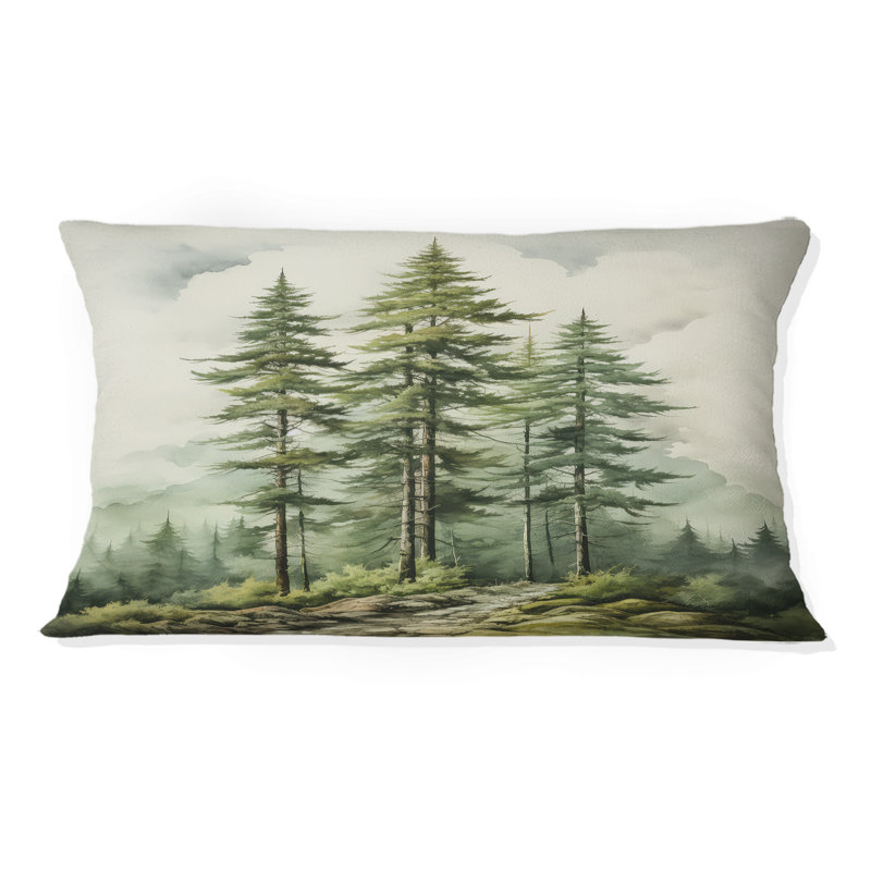 Coussin imprimé Green Pine, H 12 po x l 20 po, Rectangulaire