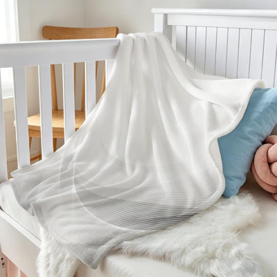 White Ultra Soft Flannel Fleece Throw Blanket,Abstract Grey Waves and Single-Sided Print