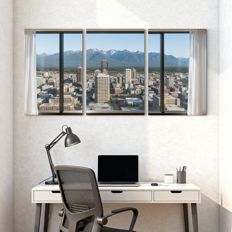 Ensemble de 3 impressions sur toile, paysages et paysages urbains, H 24 po x l 48 po