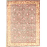 Tabriz Wool Oriental Area Rug in Green/Ivory