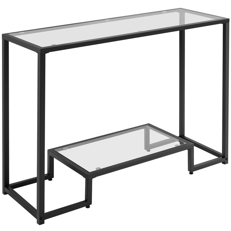Aileny 42'' Glass Top Console Table, Black
