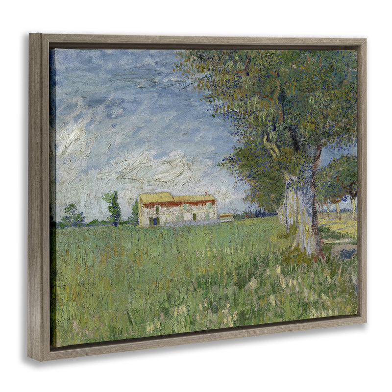 "Van Gogh Farmhouse in Corn", art mural encadré flottant par one1000paintings, Cadre flottant orme Montalcino