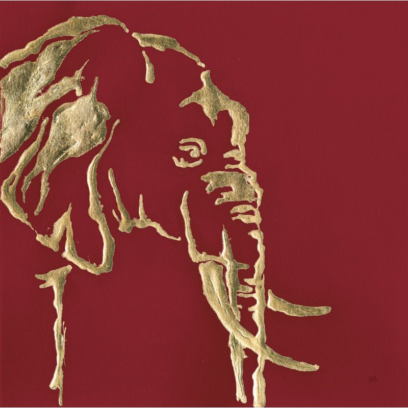 «Gilded Elephant» par Chris Paschke - reproduction imprimée, Papier avec cadre unique blanc, Non