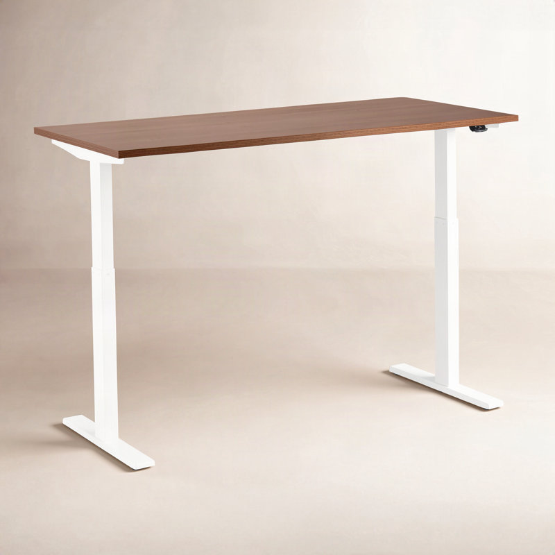 Series L 2S Adj Ht Sgl Desk, Walnut/White, 48" H x 47.25" W x 27" D