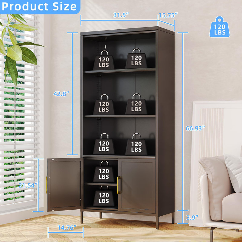 180cm H x 80cm W Metal Book Cabinet Bookcase