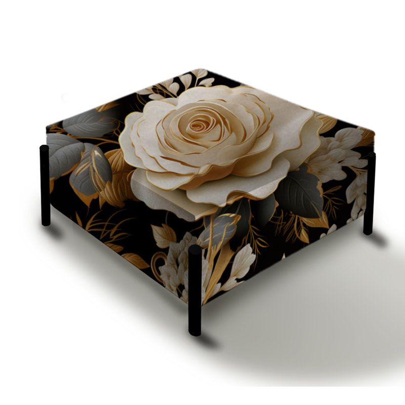 Élégant repose-pieds carré beige Harmony Rose Harmony