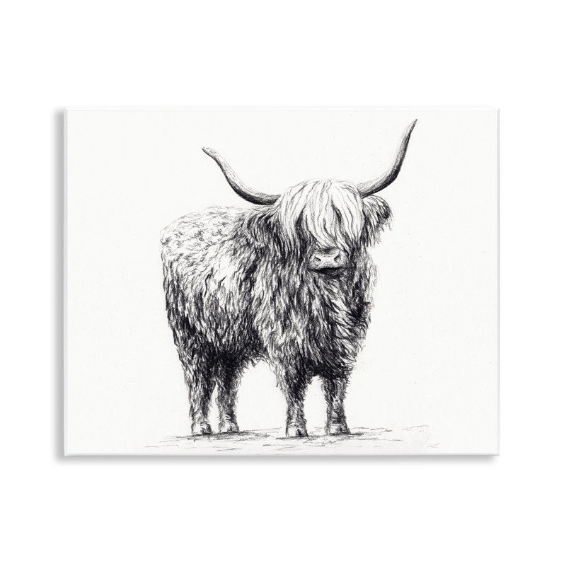 Plaque murale «Highland Cow» en gris anthracite, par Leah Noel Art