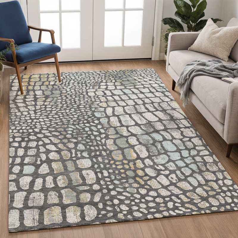 Tapis intérieur / extérieur lavable à la machine Chantille ACN3000, Graphite, 10 pi x 14 pi