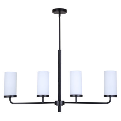 Janeeta 36" W 4-Light Metal Dimmable Kitchen Island Chandelier with Glass Shades