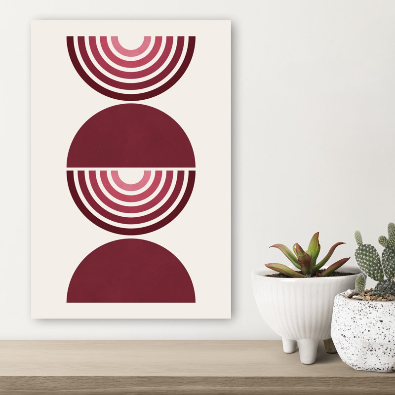 Abstrait cercle équilibré abstrait paysage géométrique contemporain, art mural, 18" H x 12" W