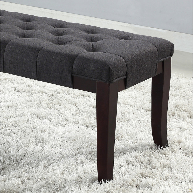 Linon Tufted Bench, Fabric, Gray, Gray