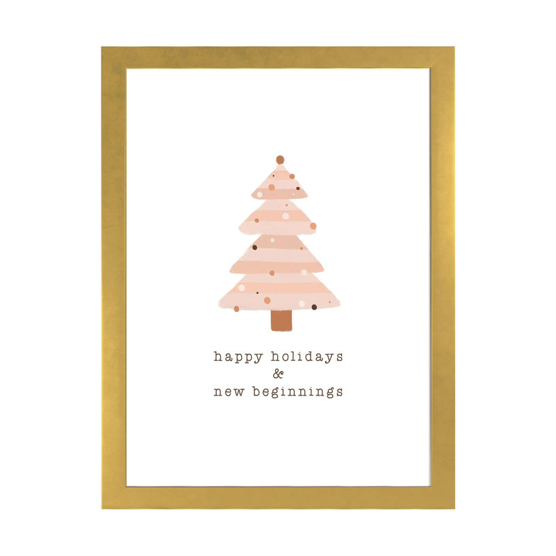 « Happy Holidays & New commencements » par Orara studio, reproduction d’art, H 32 po x l 24 po x P 1 po, Papier encadré doré