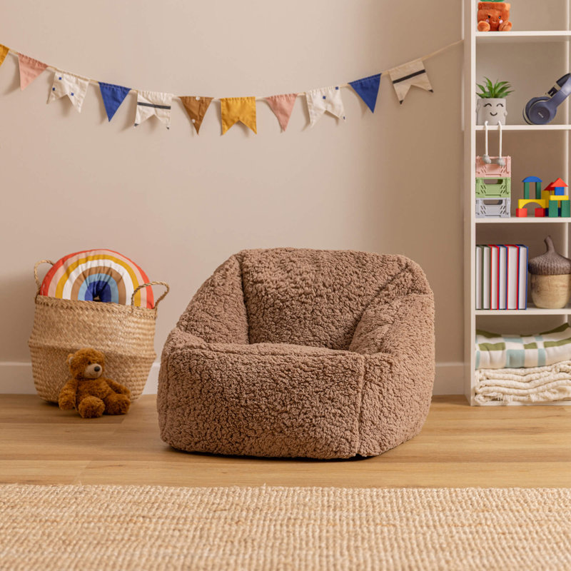 Kids Natalia Fleece Armchair Bean Bag, Brown