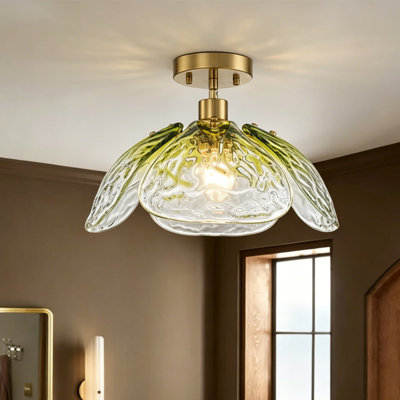 Plafonnier semi-encastré en verre 1 lumière