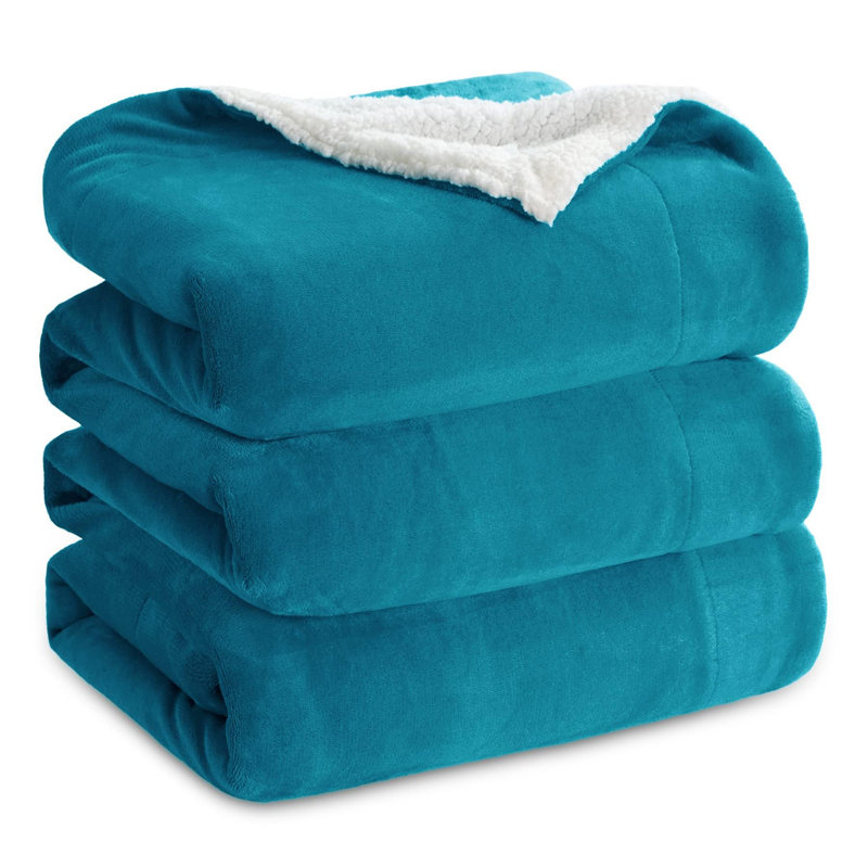 Bedsure Soft Sherpa Fleece Throw Blanket, Turquoise, 220cm x 240cm