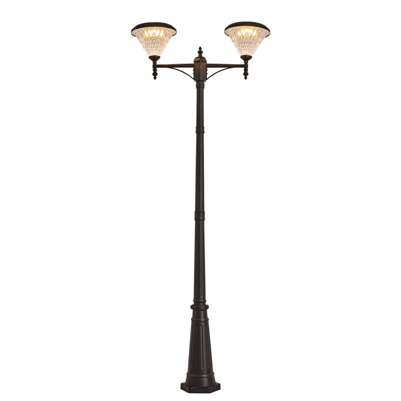 Lampadaire solaire d'extérieur à 2 têtes