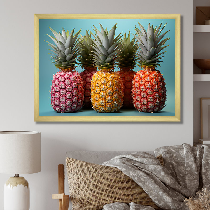 Doux ananas juteux délice I, H 30 po x l 40 po x P 1,5 po, Cadre photo doré simple