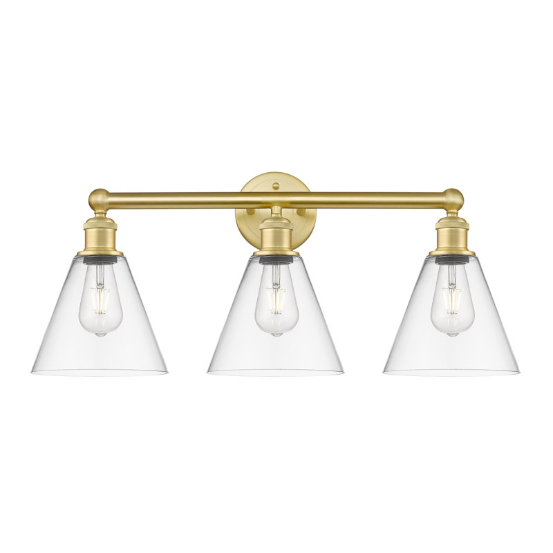 Éclairage de salle de bain à intensité variable à 3 lumières Beva, Transparent, Or satiné