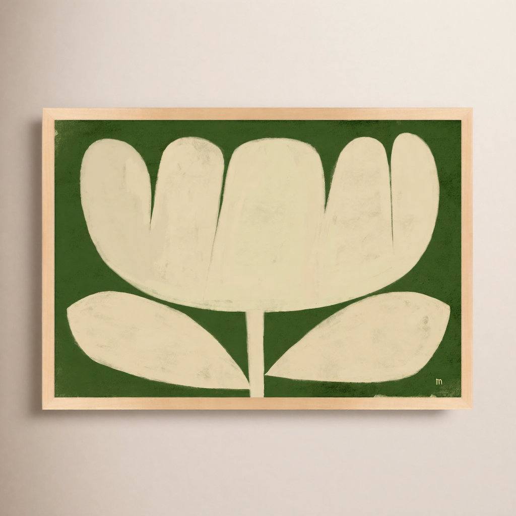 Flower on Green Painting, Maple, 26.5" H x 38" W x 1.25" D