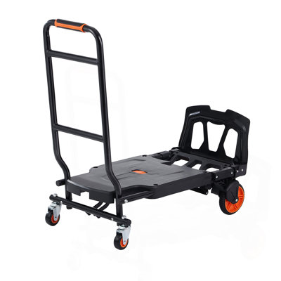 Aluminum Hand Truck, 2 in 1, 300 lbs Load Capacity, Heavy Duty Industrial Convertible Folding Hand Truck and Dolly, Utility Cart Converts from Hand Truck to Platform Cart with Rubber Wheels