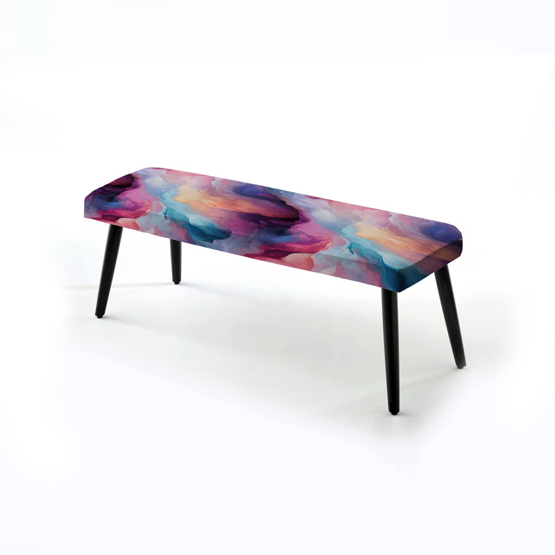 Banc noir rembourré en marbre multicolore Cosmic Marble Nebula