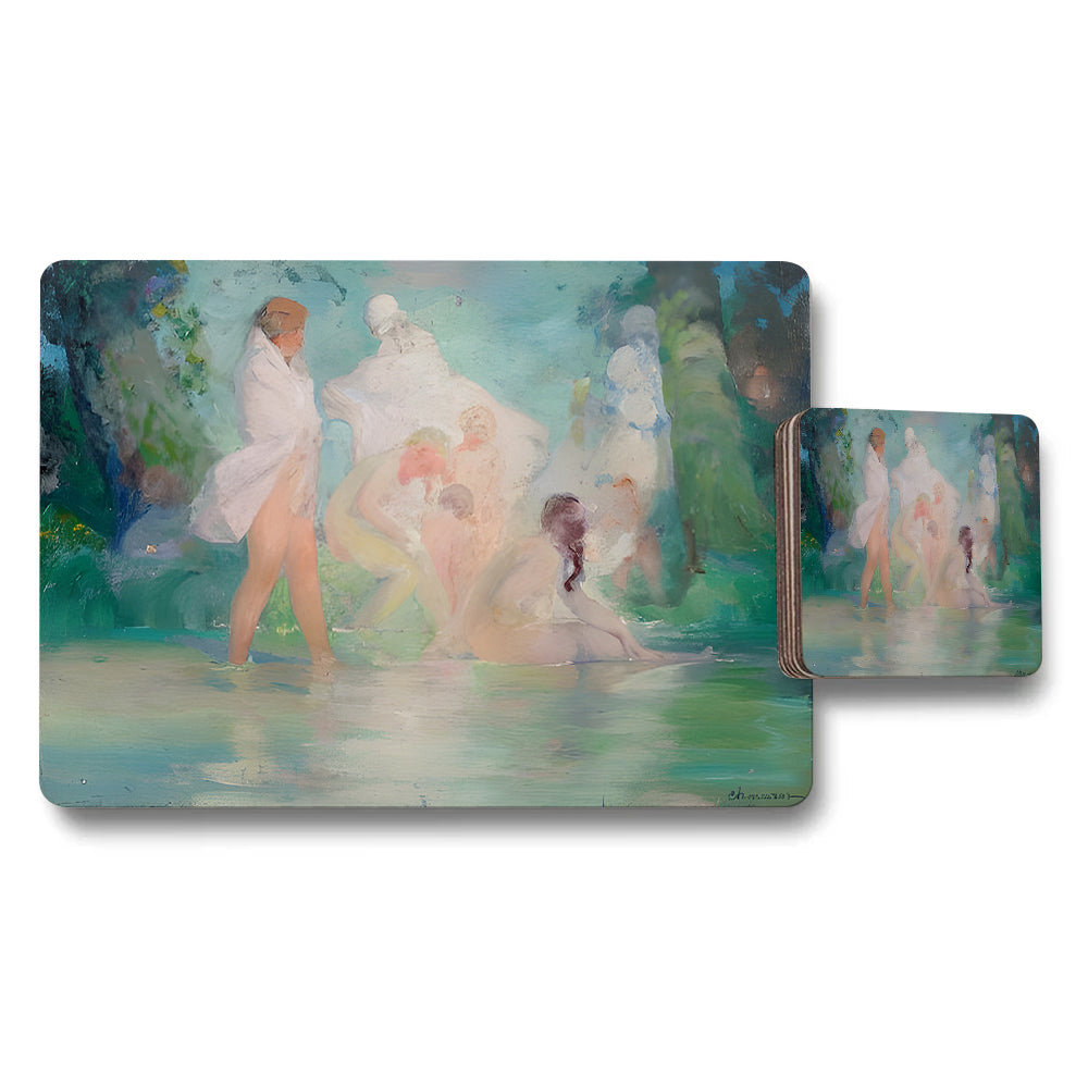Elegant Impressionist Water Scene Placemat And Coaster Set