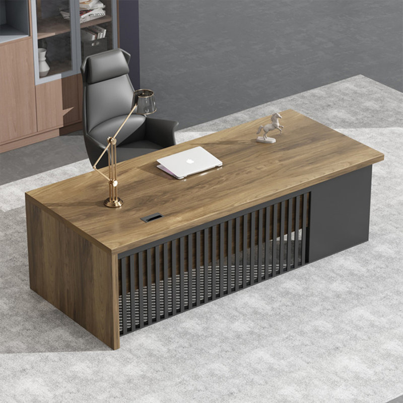 Bureau d'écriture rectangulaire en bois massif noyer, 29.53"H*94.49"W*39.37"D