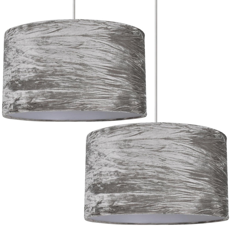 20cm H Fabric Drum Pendant Shade, Grey
