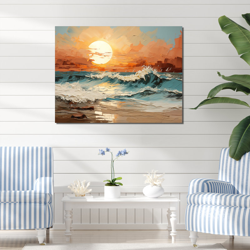 Poff - Décoration murale plage et océan, Toile tendue, H 12 po x l 20 po x P 1 po