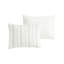 Ensemble d'édredon 6 pièces en coton pour chambre double. Blanc / gris Rayures verticales et horizontales. . Comprend un édredon, une jupe de lit et des taies décoratives. Lavable 6 rayures grises sur fond blanc. Édredon sur-rembourré. Comprend-128745069