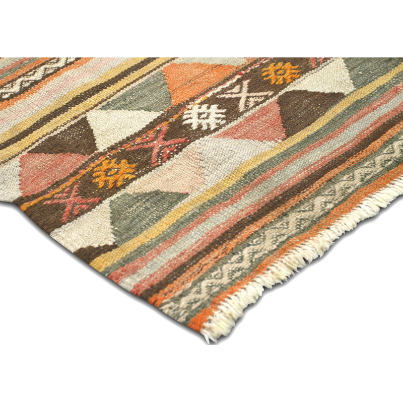 One-of-a-Kind Hand-Knotted 1960s 3'11" x 5'4" Wool Area Rug in Yellow/Brown