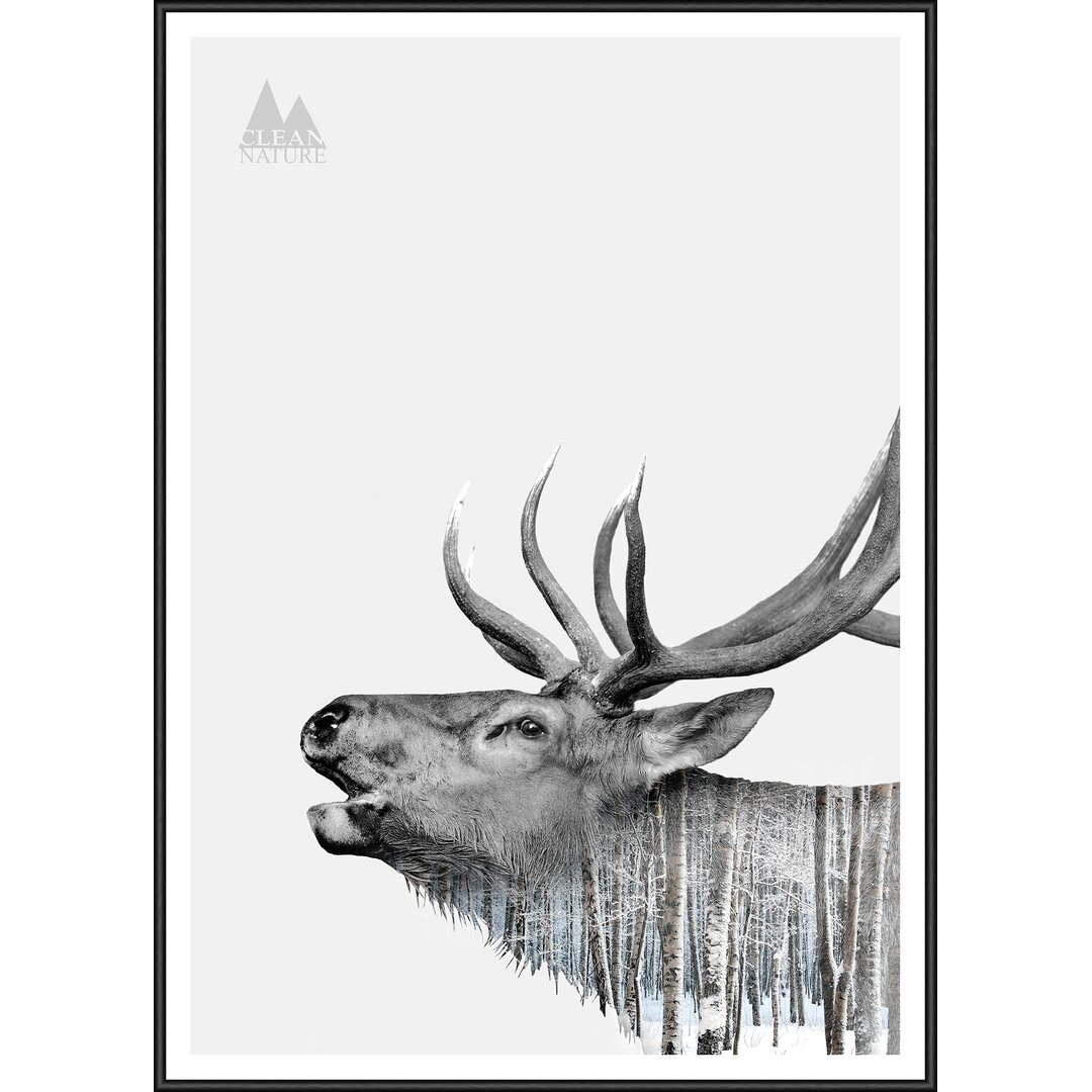 Gerahmtes Poster Deer, Grafikdruck