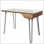 Le bureau Avery de style Mid-Century moderne en bois cintré élégant et en verre trempé transparent est parfait pour le bureau à domicile et les petits espaces