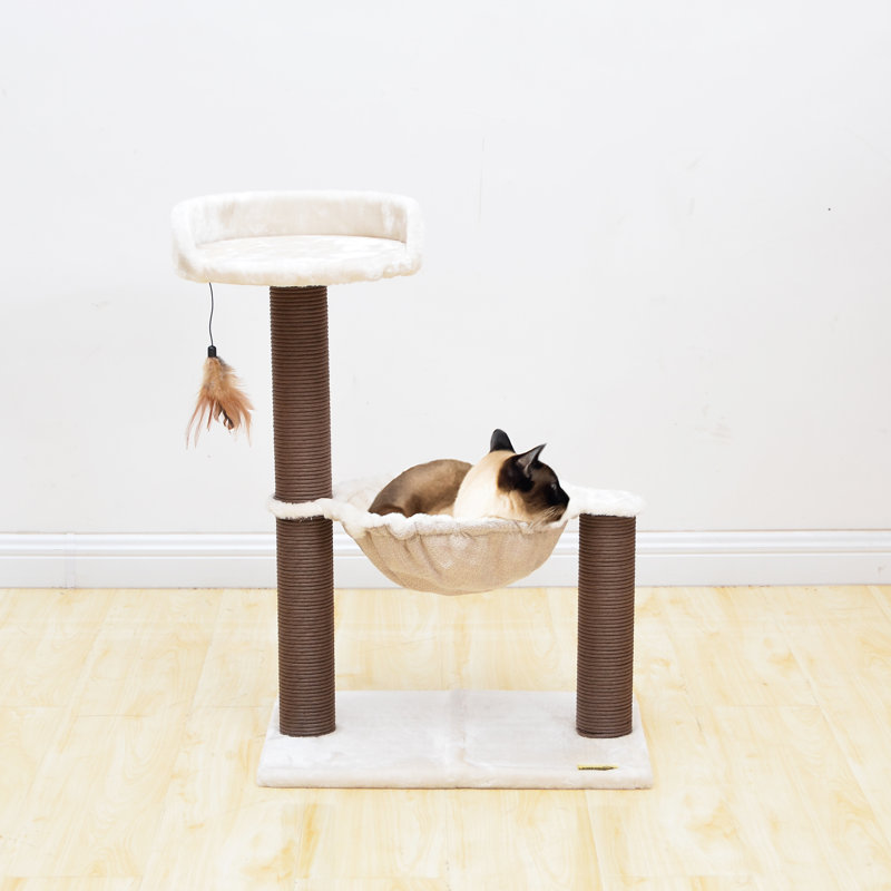 Arbre à chat 28 po avec hamac et plume Catry, Crème