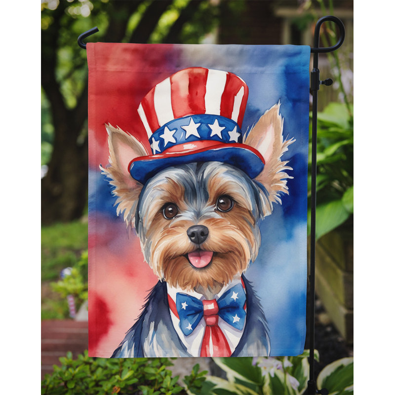 Drapeau patriotique du jardin américain, Yorkshire Terrier brun / noir