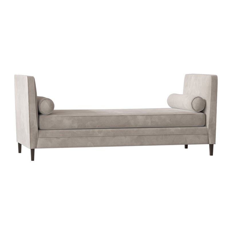 Lydia Upholstered Bench, Bella Granite, Brown Mahogany
