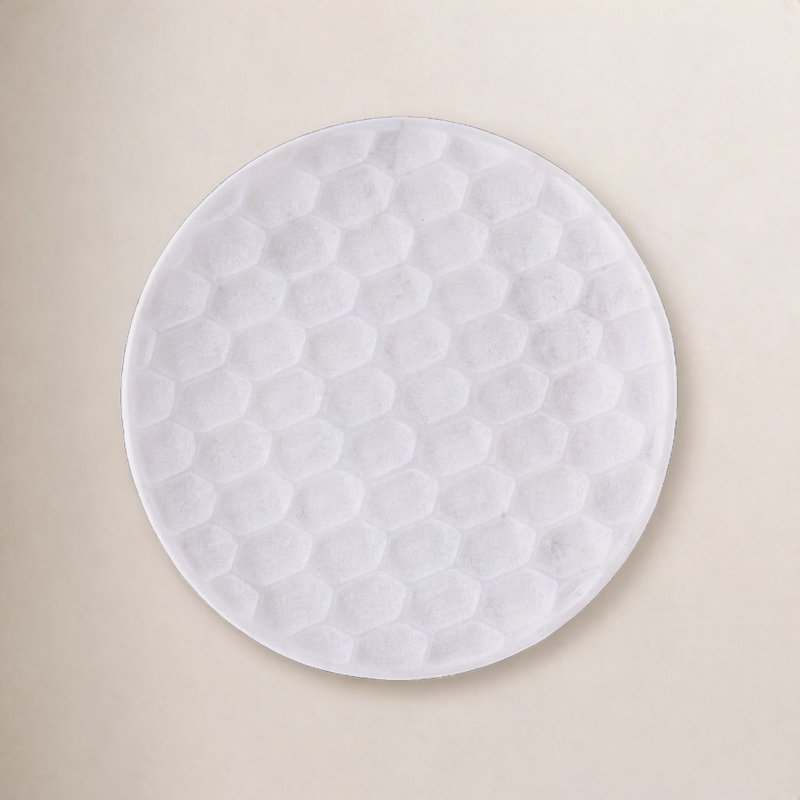 Medium White Marble Round Platter, 1" H x 6" W x 6" D
