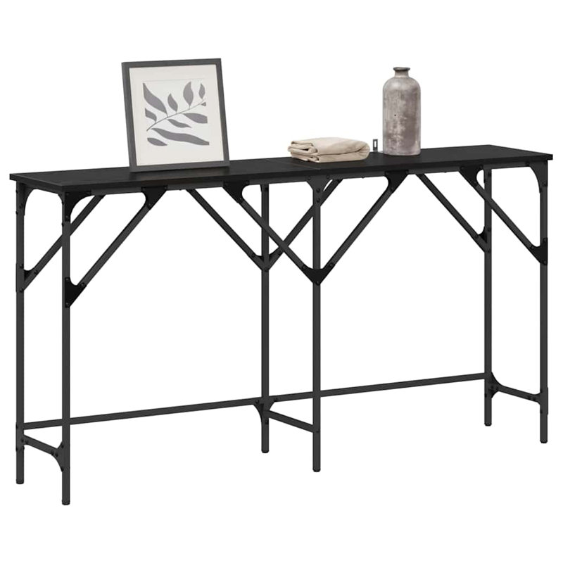 Console Table Engineered Wood, 75cm H x 140cm W x 29cm D, Black Oak