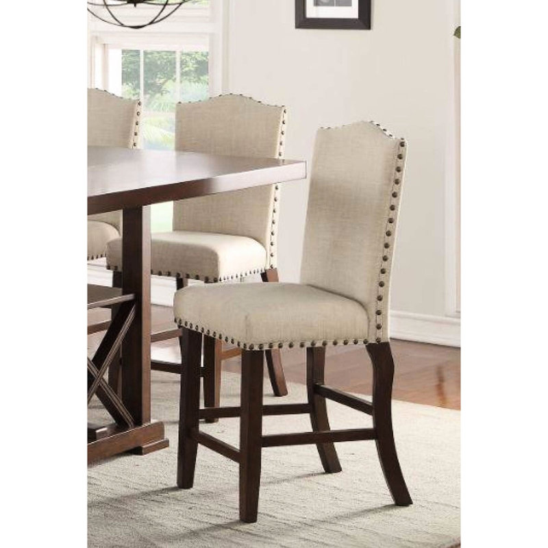 Chaises de salle à manger à hauteur de comptoir crème rembourrées, 2 pièces, pieds en bois massif, style moderne, beige 2 pièces Classic - Modern, beige / coussins